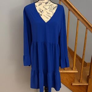 Elegant Blue V-Neck Dress